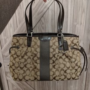 NWT Coach Signature Stripe Drawstring Carryall